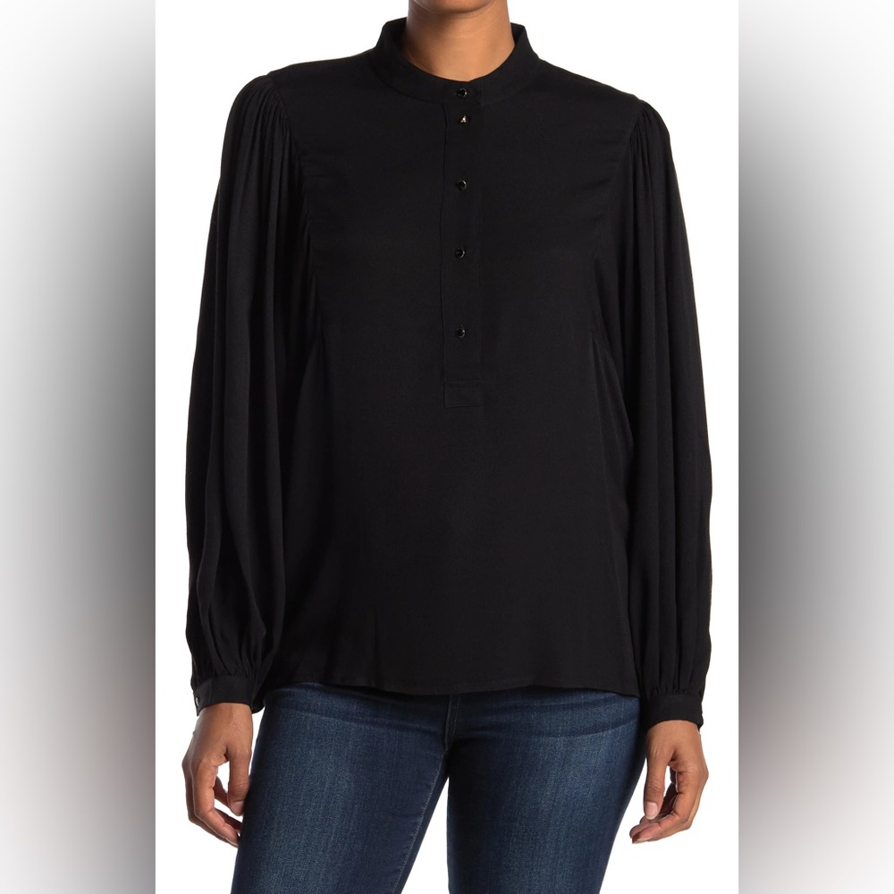Closed Luana Top Mock Beck Mandarin Collar Long Gathered Balloon Sleeve S Black